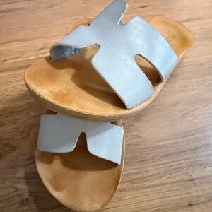 Antelope Suede Slide Sandal in gray